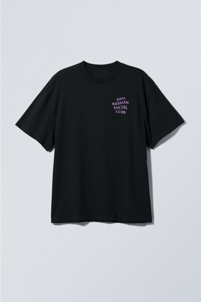 Oversized T-shirt ARSC With Lilac Logo 7х7cm in Deep Black