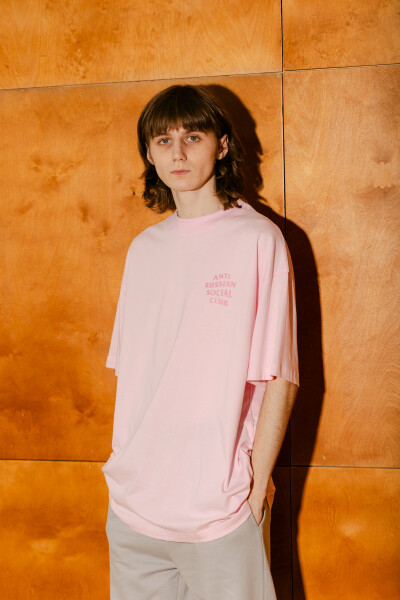 Oversized T-shirt ARSC With Pink Logo 7x7cm in Light Pink