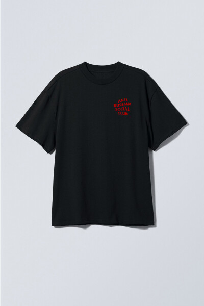 Oversized T-shirt ARSC With Red Logo 7х7cm in Deep Black