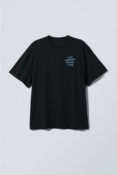 Oversized T-shirt ARSC With Blue Logo 7x7cm in Deep Black