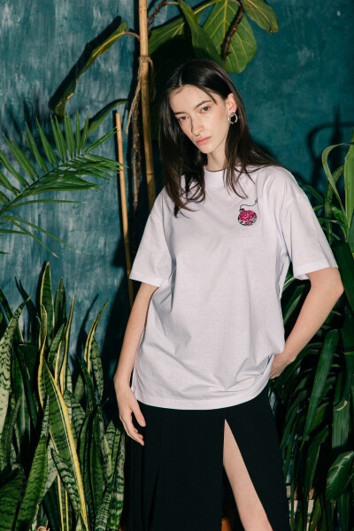 Oversized T-shirt Rose Bomb x Nataliya Silver in White
