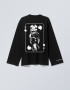 Oversized Long Sleeve T-shirt х steve_coccodrillo Cynocephaly in Black