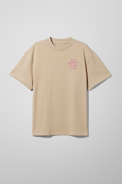 Oversized T-shirt ARSC With Pink Logo 7x7cm in Beige