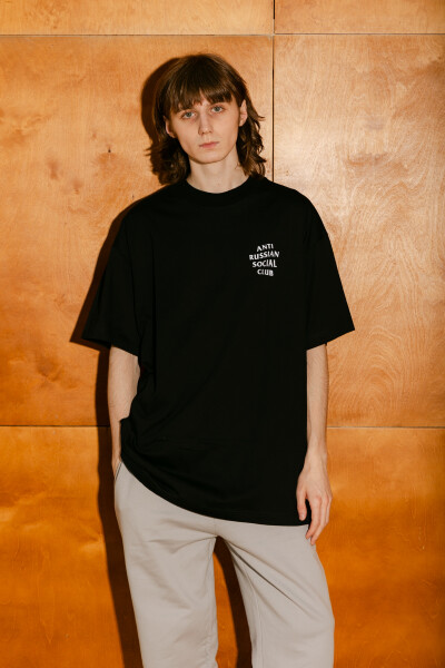Oversized T-shirt ARSC With White Logo 7х7сm in Black