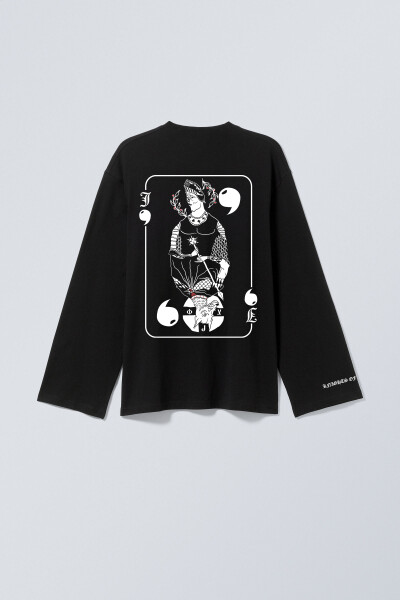 Oversized Long Sleeve T-shirt х steve_coccodrillo Jack in Black