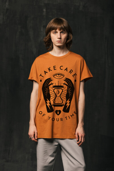 Oversized Sleeveless T-shirt Take Care Of Your Time in Cooper