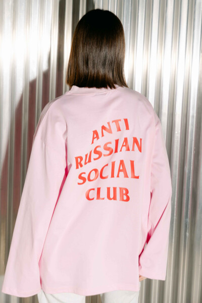 Oversized Long Sleeve T-shirt ARSC with Red Logo 30x30cm in Light Pink