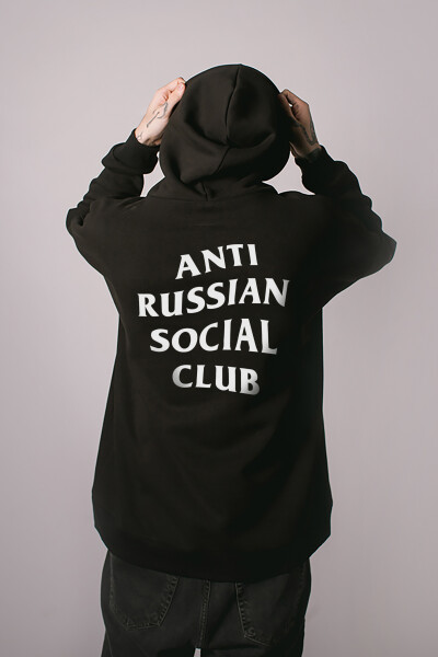 Superoversized hoodie ARSC with white logo 30x30cm in black