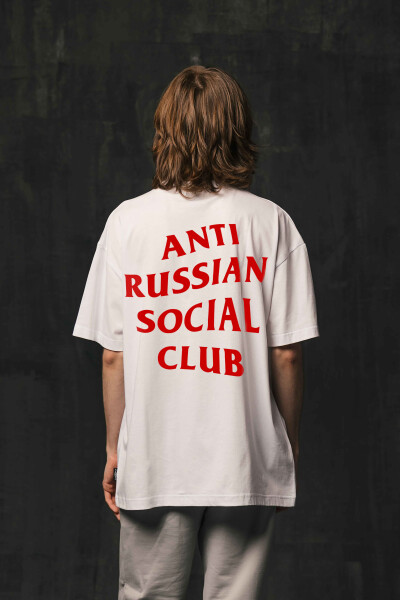Oversized T-shirt ARSC With Red Logo 37х37сm in White