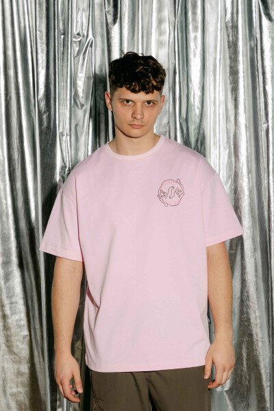 Oversized T-shirt Purr Tiger 9x9cm х kotastiia in Light Pink