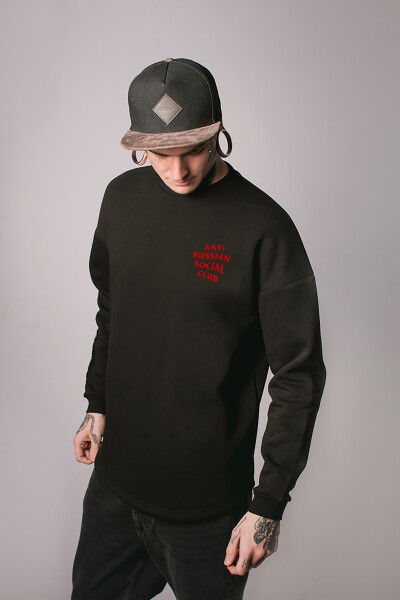 Oversized sweatshirt ARSC with red logo 7х7сm in black