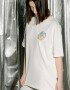 Oversized T-shirt Purr Flowers UA 9x9cm х kotastiia in Ivory