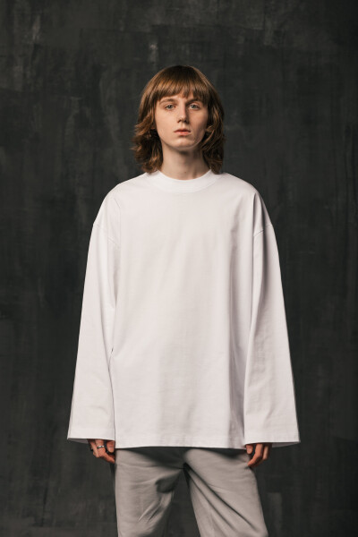 Basic Oversized Long Sleeve T-shirt Spirit Rude in White