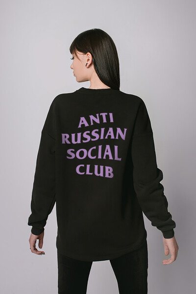 Oversized sweatshirt ARSC with lilac logo 30х30сm in black