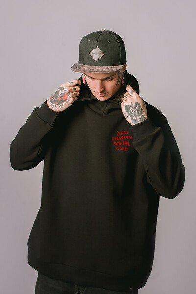 Superoversized hoodie ARSC with red logo 7х7cm in black