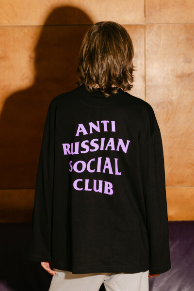 Oversized Long Sleeve T-shirt ARSC with Lilac Logo 30x30cm in Black