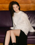 Oversized Long Sleeve T-shirt ARSC with Blue Logo 7x7cm in White