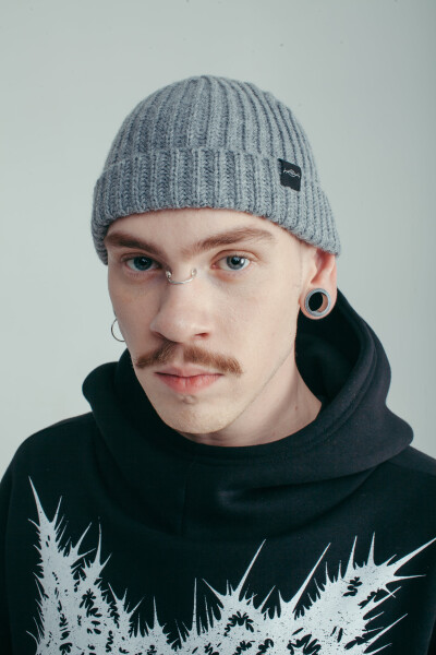 Coarse Knitted Beanie Fisherman in Gray 