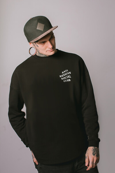 Oversized sweatshirt ARSC with white logo 7х7сm in black