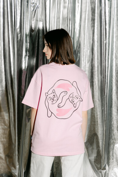 Oversized T-shirt Purr Heart х kotastiia in Light Pink