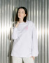 Oversized Long Sleeve T-shirt ARSC with Pink Logo 7x7cm in White