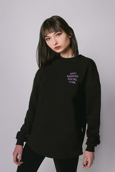 Oversized sweatshirt ARSC with lilac logo 7х7сm in black