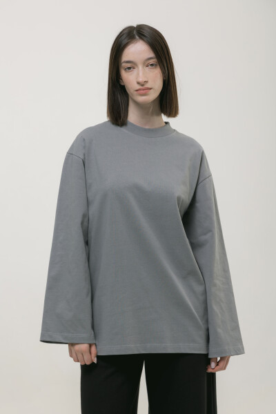 Basic Oversized Long Sleeve T-shirt Spirit Rude in Gray Olive