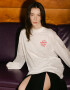 Oversized Long Sleeve T-shirt ARSC with Red Logo 7x7cm in White