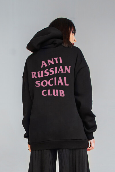 Superoversized hoodie ARSC with pink logo 30x30cm in black