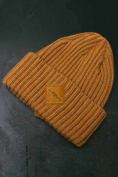 Coarse Knitted Beanie Hill in Camel