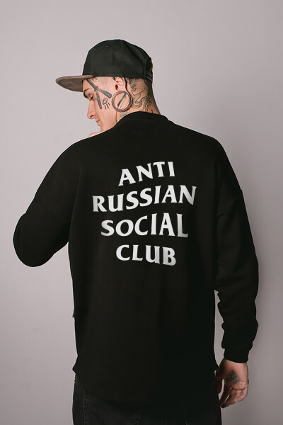Oversized sweatshirt ARSC with white logo 30х30сm in black