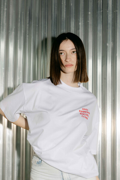 Oversized T-shirt ARSC With Red Logo 7x7cm in White