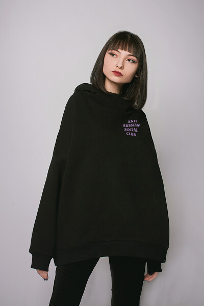 Superoversized hoodie ARSC with lilac logo 7x7cm in black