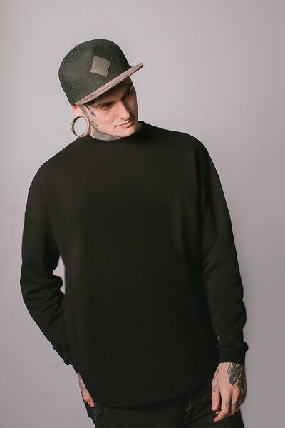 Basic Oversized Sweatshirt Drop in Black