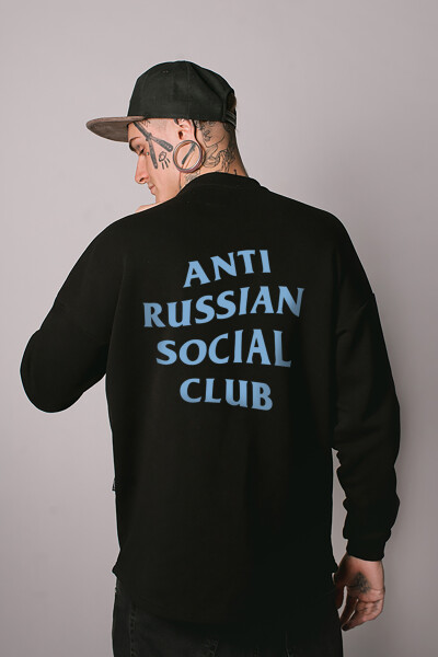 Oversized sweatshirt ARSC with blue logo 30х30сm in black