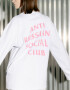 Oversized Long Sleeve T-shirt ARSC with Pink Logo 30x30cm in White