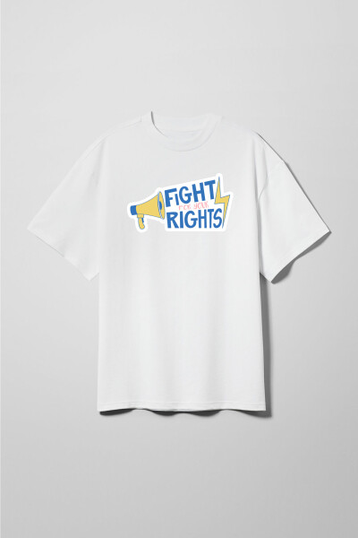 Oversized T-Shirt x Oleksii Demianiuk Fight For Your Rights in White