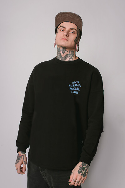 Oversized sweatshirt ARSC with blue logo 7х7сm in black