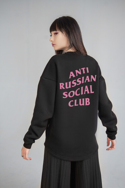 Oversized sweatshirt ARSC with pink logo 30х30сm in black