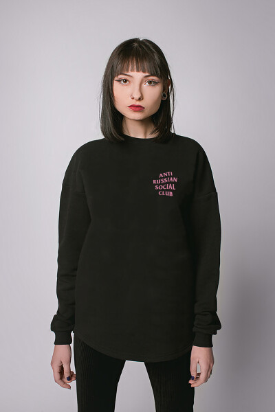 Oversized sweatshirt ARSC with pink logo 7х7сm in black