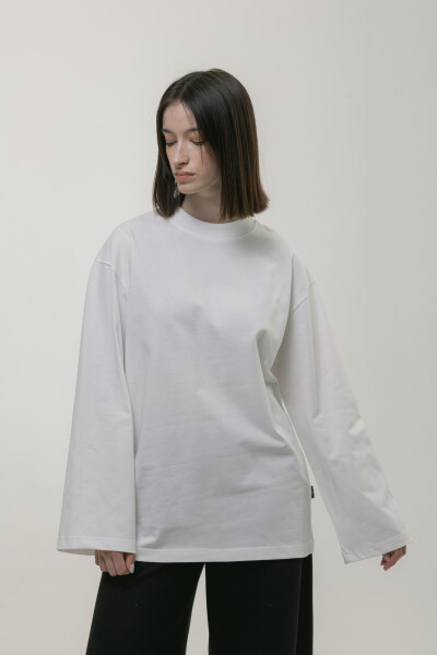 Basic Oversized Long Sleeve T-shirt Spirit Rude in Ivory