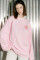 Oversized Long Sleeve T-shirt ARSC with Red Logo 7x7cm in Light Pink