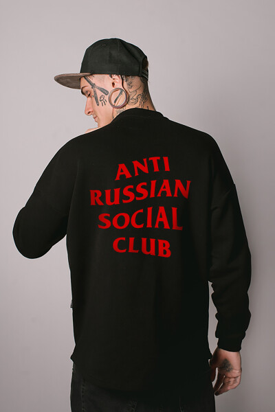 Oversized sweatshirt ARSC with red logo 30х30сm in black